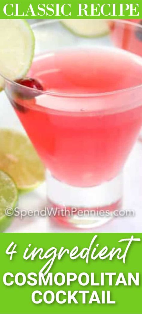 A Cosmopolitan drink is a classic Christmas cocktail. Made with just 4 ingredients, it is easy to prepare and is full of festive flavors and colors. #spendwithpennies #cosmopolitandrink #cosmo #cocktailrecipe #cocktail #beverage #classiccocktail Cosmopolitan Drink Recipe, Alcoholic Shots, Cosmopolitan Cocktail Recipes, Cosmopolitan Cocktails, Cosmopolitan Drink, Sweet Cocktail, Bar Tender, Cosmopolitan Cocktail, Spend With Pennies