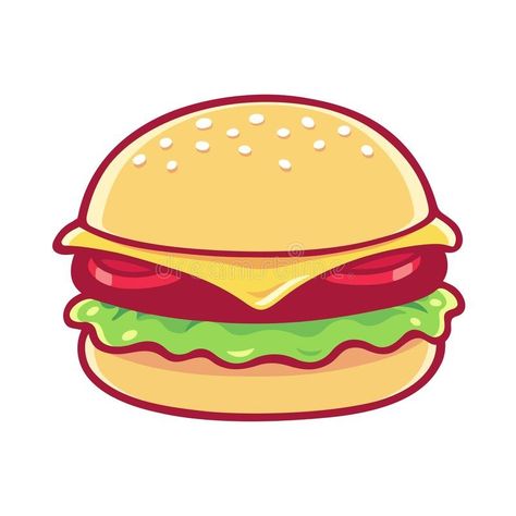 Cheeseburger Drawing, Burger Illustration, Library Photos, Double Cheeseburger, Cute Food Drawings, Menu Board, Cute Doodle Art, Food Drawing, 1st Boy Birthday