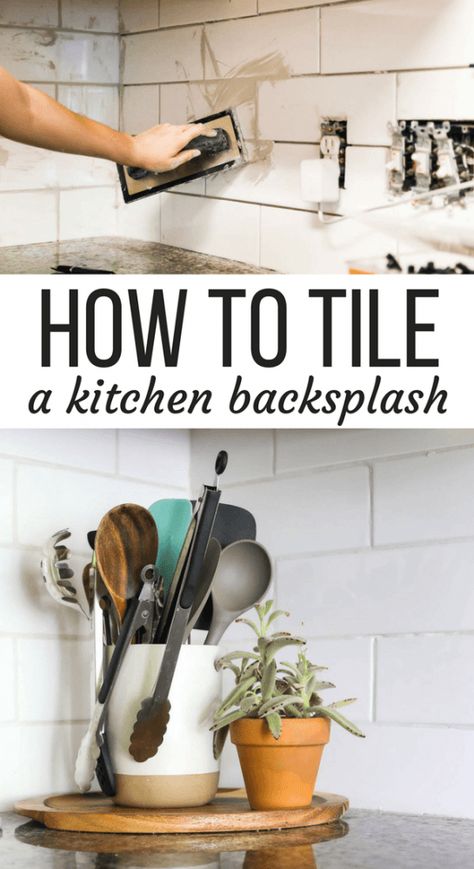 Do you have a kitchen in need of a new backsplash? This post will walk you step-by-step through how to install a subway tile backsplash - even if you've never tiled before! These tiling tips for beginners will give you the confidence you need to tackle tiling your own kitchen backsplash. #tiling #diy #homeimprovement #kitchen #tile #diyproject #kitchenrenovation