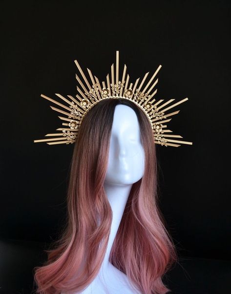 Sun Halo Crown, Junk Couture, Angel Halo Headband, Celestial Crown, Sunburst Crown, Sun Crown, Gold Halo Crown, Angel Halo, Metal Decorations