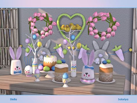 Sims 4 Cc Easter Decor, Sims 4 Cc Spring Decor, Sims 4 Cc Easter, Sims 4 Cc Birthday Party Decor, Sims 4 Birthday Party Cc, Sims 4 Easter, Easter Hare, Cc Shopping, Dining Hutch