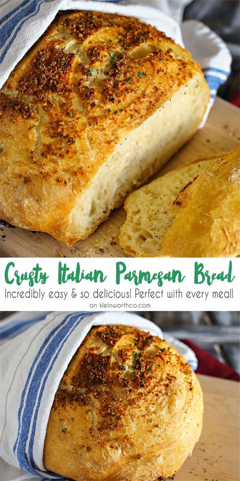 Italian Bread Recipes, Parmesan Bread, Dutch Oven Bread, Bread Maker Recipes, Artisan Bread Recipes, Best Bread Recipe, Dutch Oven Recipes, Bread Bun, Bread Machine Recipes