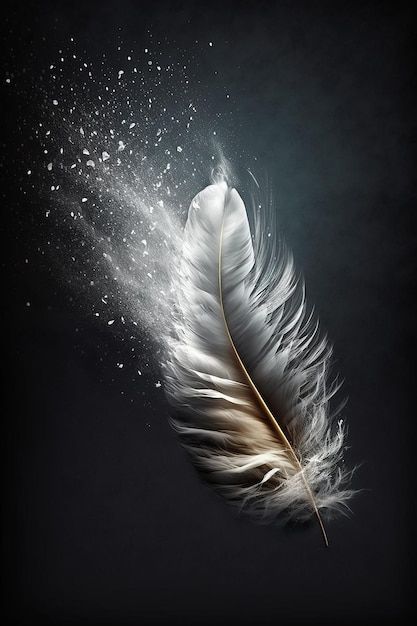 Photo a feather that has the word feathe... | Premium Photo #Freepik #photo #feather #bird-feather #plume #white-feather Feather In The Wind, Falling Feathers Aesthetic, Feather Phone Wallpaper, Paintings Of Feathers, Plume Aesthetic, Feather Art Painting, Feathers Painting, Feather Images, Feathers Illustration