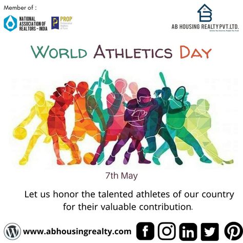 On the occasion of World Athletics Day Let us honor the talented athletes of our country for their valuable contribution. Happy World Athletics Day! #abhousingrealtypvtltd #WorldAtheistDay #World #athlete #atheletics #Country #india #inspiration #contribution World Athletics Day, World Athletics, Our Country, Banner Design, India, Let It Be, Quick Saves, Design