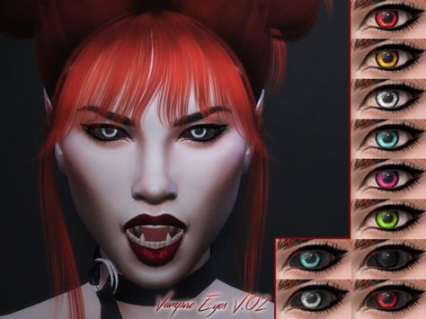 Kitty.Meow's KM Vampire Eyes V.02 Sims 4 Supernatural Eyes Cc, Vampire Eyes Sims 4 Cc, Sims 4 Cat Eyes, Taemin Move, Vampire Eyes, Rare Eyes, Sims 4 Piercings, Sims 4 Cc Eyes, Black Vampire