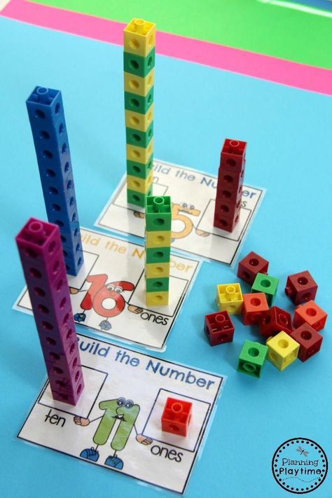 Building-Numbers-Math-Activity-for-Kids. #onlinemathcourses Math Place Value, Math Activities For Kids, Teen Numbers, Kindergarten Math Activities, Math Methods, Math Workshop, Math Numbers, Math Stations, 1st Grade Math