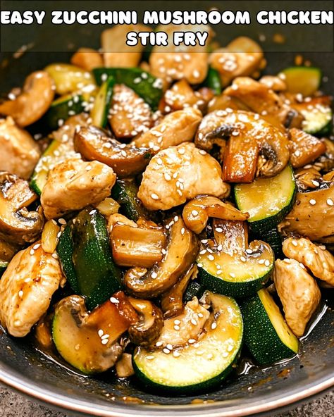 Easy Zucchini Mushroom Chicken Stir-Fry – Foodyhealthylife Chicken Mushroom Stir Fry, Mushroom Zucchini Recipe, Zucchini Tomato Casserole, Zucchini Stir Fry, Mushroom Stir Fry, Chicken Mushroom Recipes, Chicken Mushroom, Chicken Zucchini, Easy Zucchini