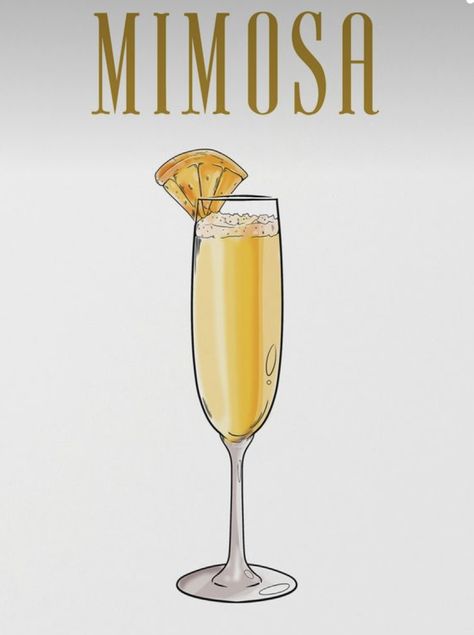 Mimosa Drawing, Mimosa Aesthetic, Realtor Cookies, Cocktails Drawing, Mimosa Drink, Embroidery Journal, Brunch Sign, Shell Tattoos, Lingerie Party