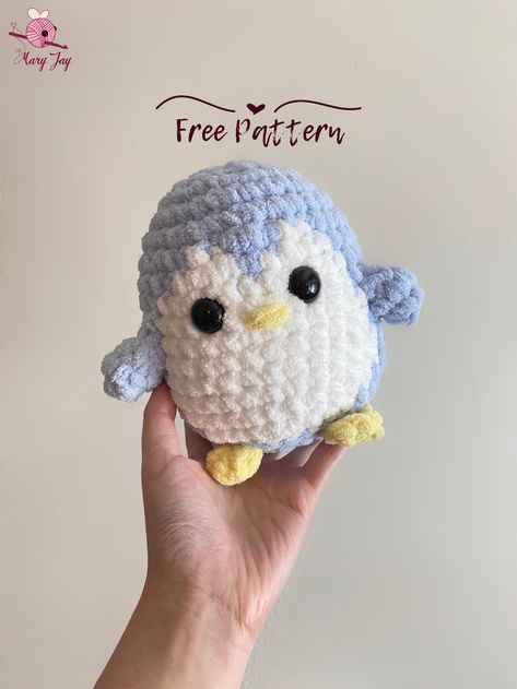 Pebble the Penguin - Free Crochet Pattern + Video Tutorial — The Mary Jay Cute Penguin Crochet Pattern Free, Penguins Crochet Free Pattern, Amigurumi Free Pattern For Beginners, Cute Crochet Penguin, Amigurumi Free Pattern Beginner Tutorial Crochet, Penguin Free Crochet Pattern, Crochet Plush Animals, Free Penguin Crochet Pattern, Crochet Bird Free Pattern