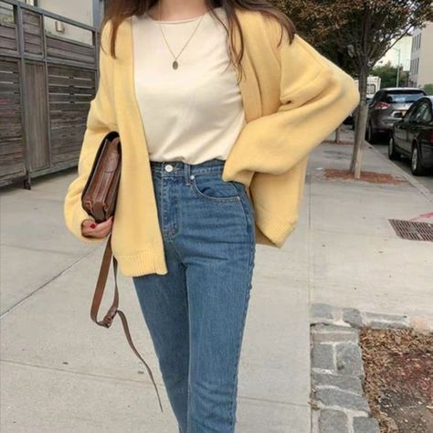 Womens Sweater Coats, Loose Knitwear, Loose Fit Sweater, Long Sleeve Tops Casual, Korean Girl Fashion, Long Sweaters Cardigan, Korean Outfits, Cute Casual Outfits, Cardigans For Women