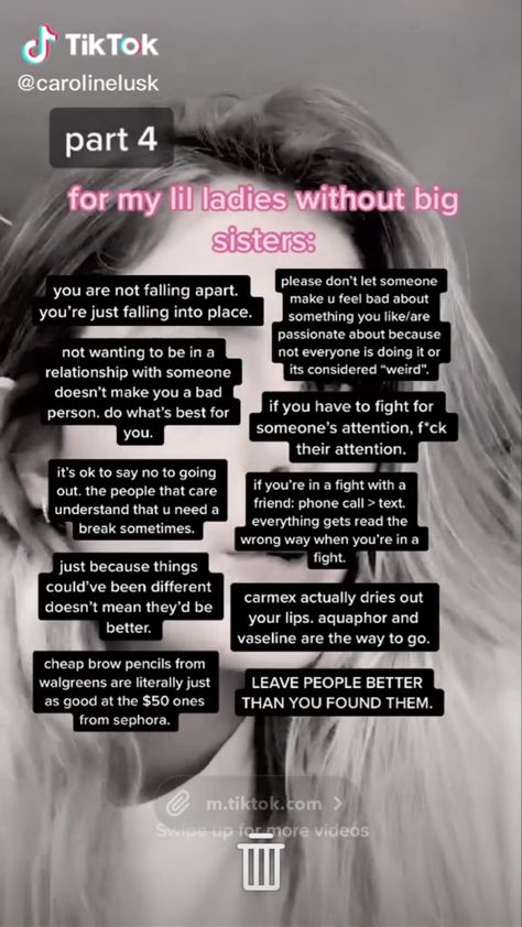 Big Sister Advice, Sister Advice, Teen Tips, Life Hacks Every Girl Should Know, Teen Advice, High School Advice, Girl Advice, Baddie Tips, Teen Life Hacks