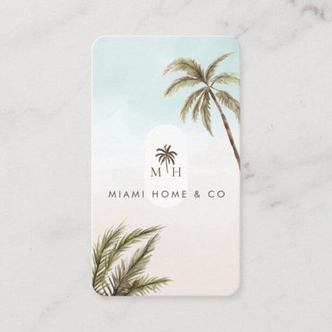 Beachy Business Cards, Tropical Business Cards, Tree Monogram, Original Wedding Invitations, Beach Invitations, Buisness Cards, Monogram Business, Boho Tropical, Palm Tree Design