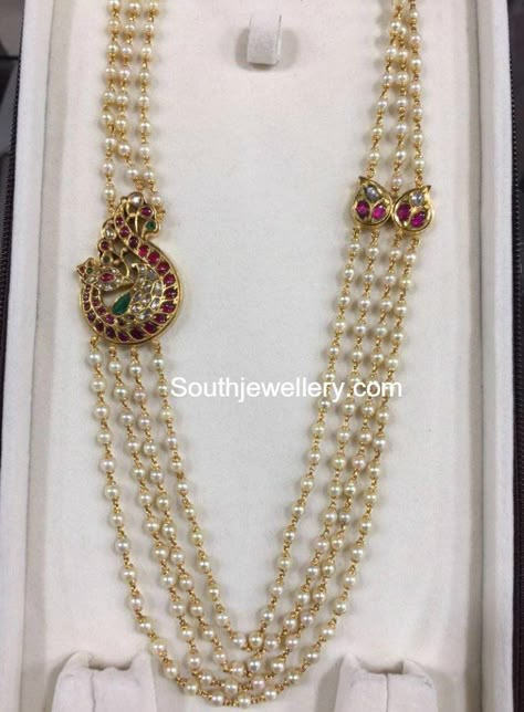 South Sea Pearls Mala photo Pearls Mala, Jewellery South Indian, Pearl Mala, Gold Pearl Jewelry, Pearl Jewelry Design, Gold Jewelry Simple Necklace, Beautiful Gold Necklaces, Pearl Necklace Designs, Jewellery Bridal