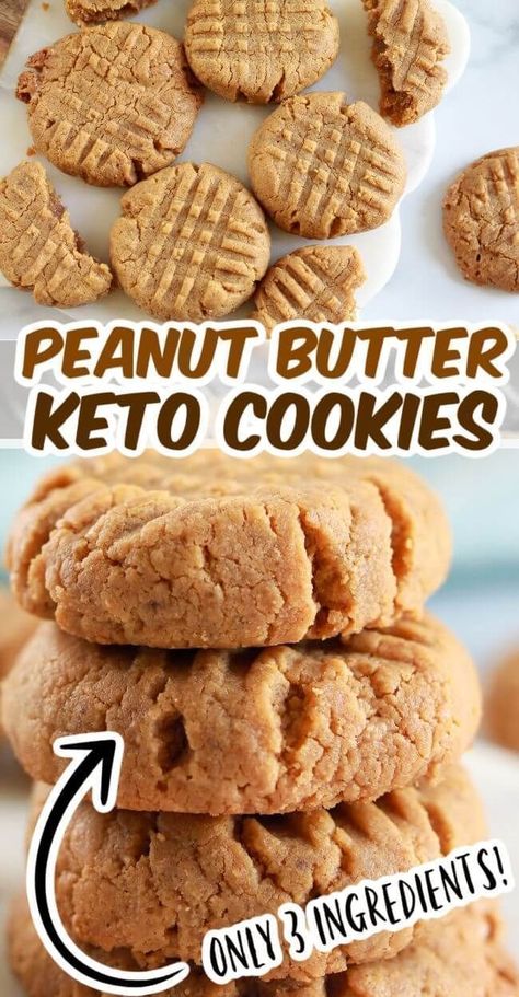 Learn how to make easy, keto peanut butter cookies from The Soccer Mom Blog! These classic cookies are so delicious and are only 3 ingredients! If you are on the keto diet or just like peanut butter, then this dessert recipe is perfect for you. Bake up your own batch of easy keto peanut butter cookies! Keto Cookies Almond Flour, Peanut Butter Keto Cookies, Peanut Butter Keto, Blondie Recipes, Galletas Keto, 1000 Calorie, Keto Peanut Butter Cookies, Keto Peanut Butter, Low Carb Low Fat Recipes