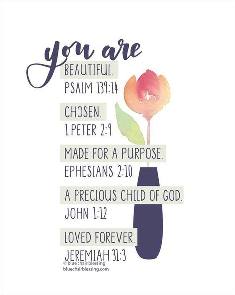 God made you just the way you are, in His image, and with His purpose in mind. So love yourself because He never stops loving us, His children! Inspirational Bible Quotes Positive Motivation, Encouraging Scripture For Women, Uplifting Bible Verses Inspiration, Citation Encouragement, Woord Van God, Scripture Art Print, Fina Ord, Motivation Positive, Christian T Shirts