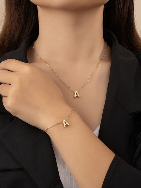 Yellow Gold Fashionable Collar     Embellished   Fashion Jewelry A Letter Jewellery, Snapchat Hacks, Hand Jewelry Rings, Tiktok Content, Simple Chain Necklace, Gold Bangles For Women, Minimalist Jewellery, Embellished Fashion, Diamond Initial Necklace