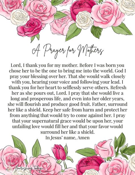 Do you want to bless your mom for Mother's Day? Here you'll find 10 Scriptures for Mother's Day for your mom that will encourage her. As a bonus you can download the FREE printable prayer based on Bible verses to place in her card or with her gift. #bibleverses #mothersday #moms #prayer #prayerformoms Scriptures For Mothers, Mothers Day Scripture, Mothers Day Bible Verse, Bible Verses About Mothers, Intentional Motherhood, Prayer For Mothers, Surely Goodness And Mercy, Printable Prayers, Christian Motherhood