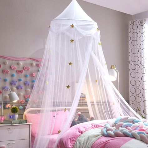 PRICES MAY VARY. Bed Canopy Mosquito Net: Single door and hanging design, foldable steel ring bracket, easy to use! 100% polyester, the meshes are denser and better protected! Dimensions : 25.6“ diameter at the top, 98.4” high, the perimeter of the outer mesh netting is 394. Suitable for baby crib, kids bed, single beds with a width of less than 1.5m. Girls Bed Canopy: Come with stars decorations, small and exquisite. Make the bed looks like palace castle, good sleeping. Kid's Dream Canopy: Our Stars Decorations, Kids Bed Room, Girls Bed Canopy, Princess Canopy, Girls Bed, Single Beds, Hanging Design, Kids Bed, Bed Canopy