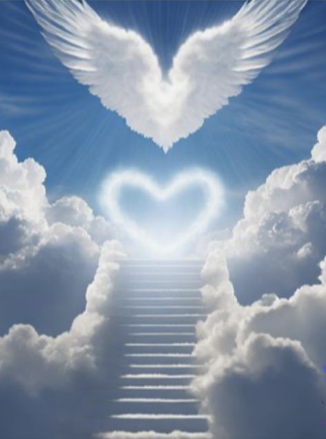 Stairway To Heaven Drawing, Stairway To Heaven Tattoo, Glowing Heart, Heaven Pictures, Heaven Tattoos, In Loving Memory Quotes, Heart In Nature, Beautiful Clouds, Jesus Christ Artwork