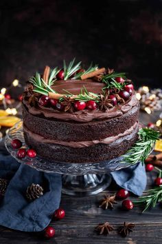 Vegan Mulled Wine Chocolate Cake - Domestic Gothess Wine Chocolate Cake, Vegan Ganache, Chocolate Christmas Cake, Vegan Chocolate Ganache, Winter Torte, Wine Chocolate, Wine Cake, Xmas Cake, Winter Cake