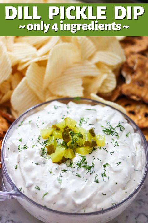 Easy Chip Dip, Dill Pickle Dip Recipe, Amazing Smoothies, Pickle Dip Recipe, Best Dips, Stuffed Breads, Fresh Vegetable Recipes, Bagel Dip, Dill Pickle Dip