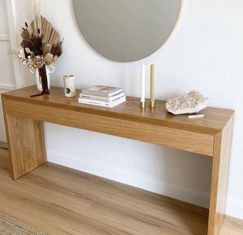 Stunning photos from our client Gigi of her Norway #americanoak #entrancetable #customfurniture #homebuilder https://www.lumberfurniture.com.au/product/console-table-norway-console/ Wood Hallway Table, Entrance Tables, Entrance Table, Boutique Ideas, Hallway Table, Front Entrance, Front Entrances, Hall Table, Lumber