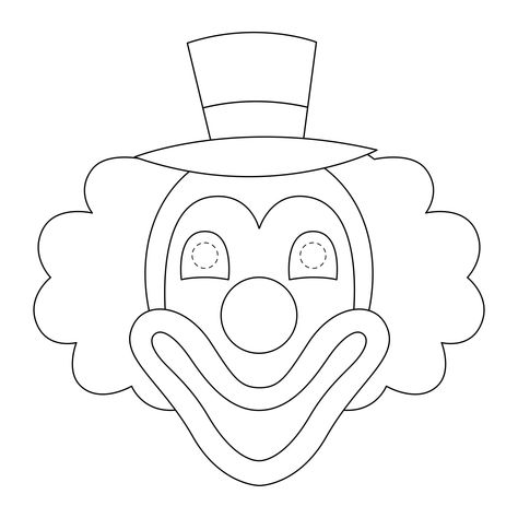 Clown Outline, Circus Tent Craft, Circus Mask, Printable Coloring Masks, Tent Craft, Clown Crafts, Printable Mask, Coloring Mask, Circus Crafts