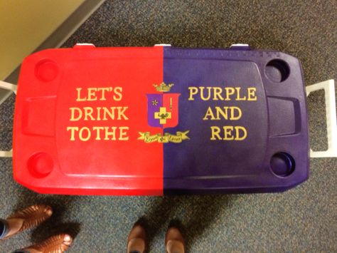 SigEp sigma phi epsilon cooler crest to the purple and red Nola Frat Cooler, Frat Coolers Ideas Formal, Painted Fraternity Coolers, Formal Coolers, Frat Formal, Cooler Connection, Painted Coolers, Formal Cooler Ideas, Fraternity Formal