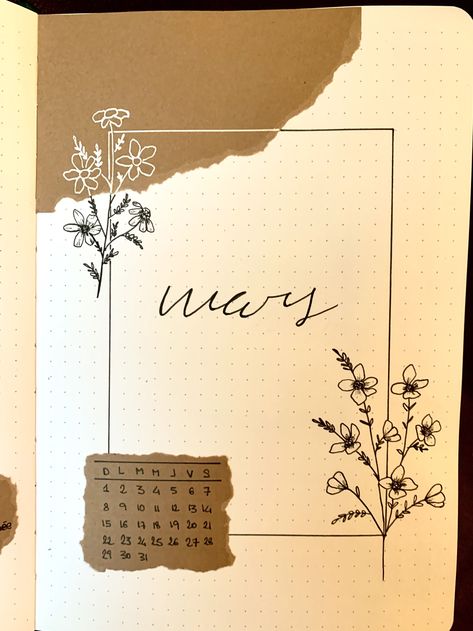 Bulett Journal Ideas September, Minimal Journal Ideas, Brown Journal Aesthetic, Bullet Journal Mars, Bujo Flower Theme, Brown Aesthetic Journal, Boulet Journal Inspiration, Bullet Journal Flowers, Bujo Mars