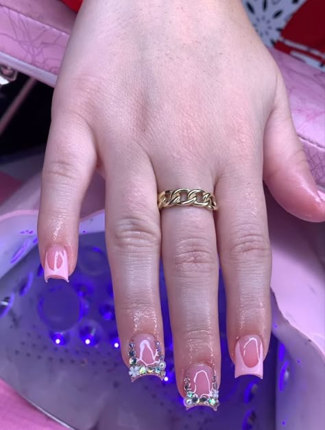 By @badienails.blingz Boujee Nails Short, Bad And Boujee Nails Short, Short Baddie Nails, Shirt Nails, Bad And Boujee Nails, Boujee Nails, Short Acrylics, Baddie Nails, Nail Jewels