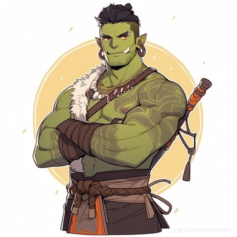 Half-orc Male, Half Orc Barbarian, Dnd Orc, Barbarian Dnd, Dungeons And Dragons Books, Fantasy Story Ideas, Orc Warrior, Half Orc, Pathfinder Character