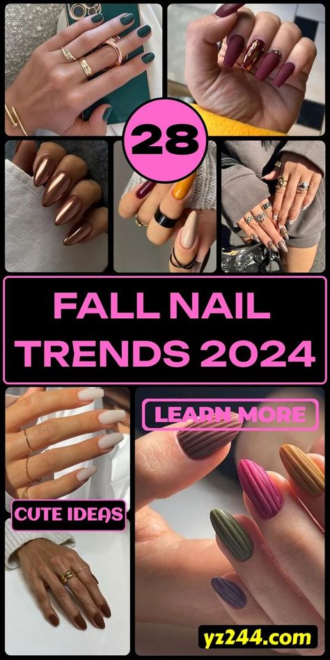 Get ready to fall in love with the 2024 fall nail trends that are both charming and trendy. This season, short nails are making a statement, while almond and coffin shapes offer a sophisticated touch. Explore the latest color palettes, from earthy browns to vibrant greens, and even galaxy-inspired designs. Whether you prefer a chic 2024 French manicure or something bold, these fall nail trends have something for everyone looking to update their look. Autumn Nails Coffin Short, Neutral Nails 2024, New Trending Nails 2024, Fall Nails 2024 Color Trends, Almond Nails Fall, Fall Almond Nails, Pedicure Designs Toenails, Statement Nail, Simple Fall Nails