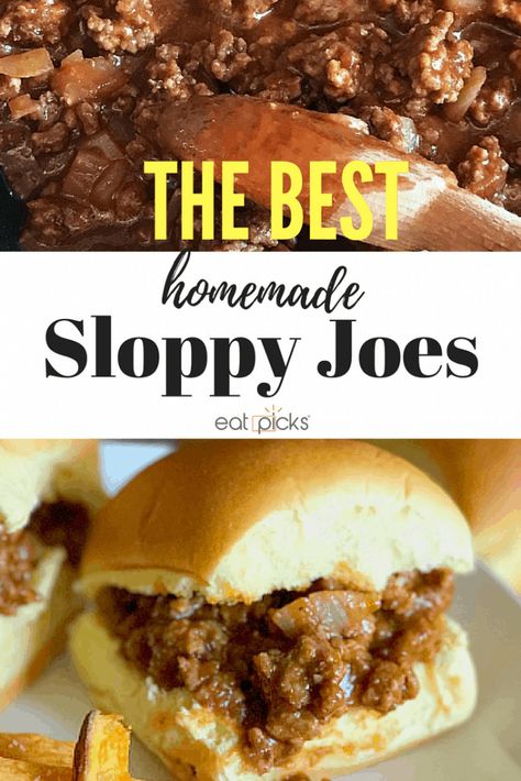 The Best Homemade Sloppy Joe recipe is ready in under 30 minutes and makes a great back to school dinner! Burger Board, Homemade Sloppy Joe Recipe, Country Cafe, Homemade Sloppy Joes, Sloppy Joes Recipe, Barbeque Sauce, Sloppy Joe, Sloppy Joes, Ground Meat