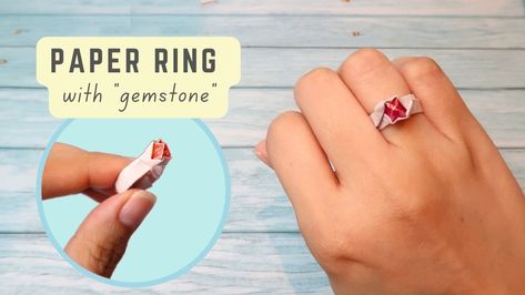 This is an origami ring with "gemstone". No need for glue or tape. Click on the Youtube link for the easy tutorial. Origami Ring, Ring With Gemstone, Origami Projects, Origami Tutorial Easy, Paper Origami, Paper Ring, Ring Tutorial, Origami Tutorial, Youtube Link