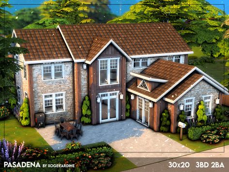 The Sims Resource - Pasadena (TSR only CC) Houses In Sims 4, Sims 4 House Download With Cc, Modern Cottage Sims 4, The Sims Recourse, Case The Sims 4, Sims 4 Famous Houses, Sims 4 Exterior, Sims 4 Construction, Sims 4 Houses On Gallery