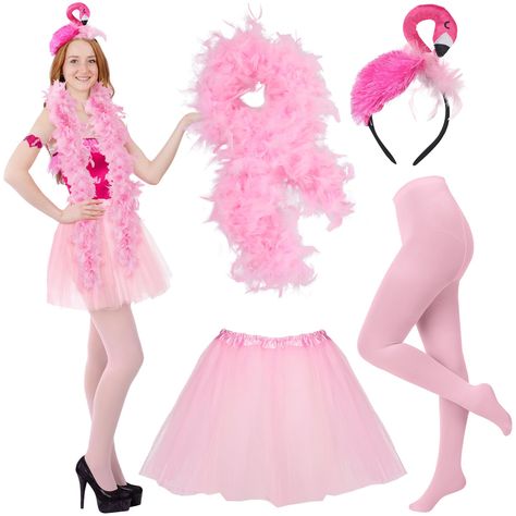 PRICES MAY VARY. Halloween Flamingo Costume Set: experience the convenience of a complete women's flamingo costume package; The set includes plush flamingo headband, a vibrant flamingo tutu skirt, a feather boa, and a pair of pink tights; Note: Please note that after unpacking, the feather boa may shed slightly, the feathers need to be shaken in advance to shake off the fallen feathers Elegant Women Flamingo Halloween Costumes: nothing screams elegance more than our women's flamingo costume; The Flamingo Costume Adult, Halloween Costumes With Pink Dress, Pink Fitted Costume For Themed Events, Fitted Pink Costume For Themed Events, Fitted Fun Party Costume, Pink Fitted Costume Party Set, Pink Fitted Set For Costume Party, Pink Fitted Sets For Costume Party, Fitted Pink Set For Costume Party