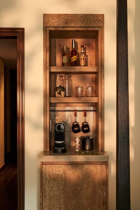 Luxury Rooms & Residence Galleries - Madeline Mini Bar Hotel Design, Hotel Minibar Design, Hotel Room Mini Bar, Dining Room Built In Bar, Dining Room Millwork, Mini Bar Hotel, Minibar Design, Bar In Living Room, Hotel Minibar