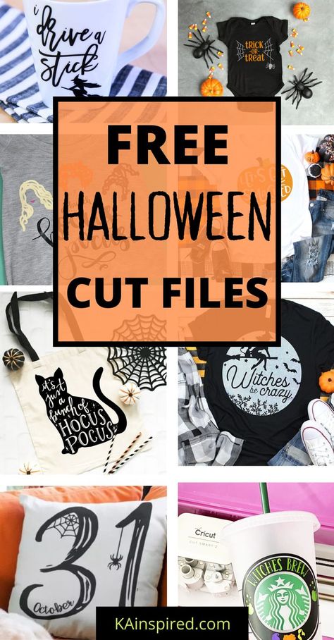 FREE HALLOWEEN CRICUT CUT FILES Cute Halloween Crafts For Kids, Cute Halloween Crafts, Free Halloween Svg, Diy Halloween Shirts, Halloween Cricut, Halloween Resources, Halloween Party Decorations, Make Halloween, Cricut Halloween