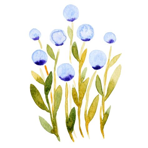 Simple Watercolor Flowers, Simple Watercolor, Photographer Business Cards, Watercolor Sketchbook, Green Watercolor, Easy Watercolor, Simple Flowers, Flower Art Painting, Blue Watercolor