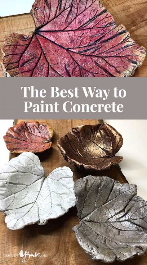 Cement Leaves, Concrete Garden Ornaments, Paint Concrete, Painting Cement, Concrete Leaves, Concrete Casting, Diy Concrete Planters, Painted Front Porches, Beton Design