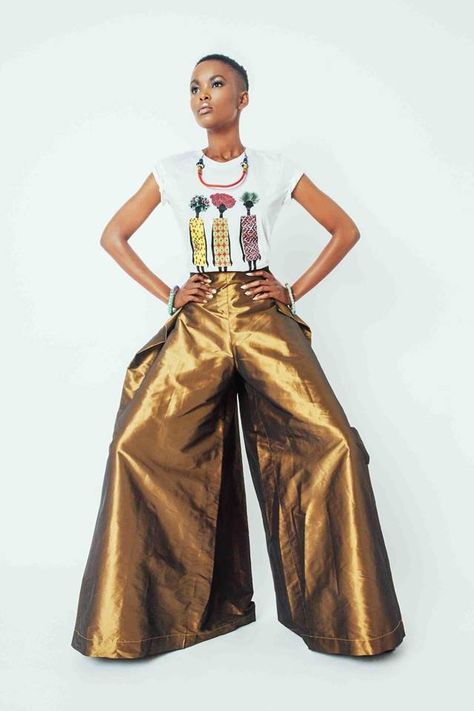 Silk Taffeta pants from "M'ba M'etta" Thesis Collection by #NyorhAgwe featured in #New AfricanWomanMagazine Model: #FlavianaMatata #africandesigner #africa #fashion Flaviana Matata, Taffeta Pants, Magazine Model, Woman Magazine, African Inspired Fashion, My Hobby, Dressed To The Nines, Silk Taffeta, Africa Fashion