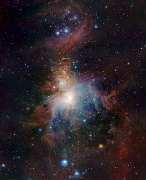 The Orion Nebula taken by the VISTA telescope Astral Sea, Carl Sagan Cosmos, Tata Surya, Telescope Images, Hubble Images, Carina Nebula, Stars In The Sky, Orion Nebula, Hubble Space