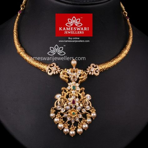 30 Beautiful Gold Kanti Necklace Designs! - Indian Jewellery Designs Kante Indian Jewellery, Gold Kante Designs, Moda Aesthetic, Gold Jewels Design, Gold Necklace Indian, Gold Jewelry Simple Necklace, Gold Mangalsutra Designs, Beautiful Gold Necklaces, Gold Necklace Indian Bridal Jewelry