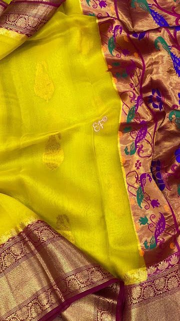 Kanchi Organza Sarees, Different Types Of Sarees, Pakistan Dress, Kanjivaram Sarees Silk, Banarsi Saree, Saree Blouse Neck Designs, Elegant Fashion Wear, Paithani Saree, Wedding Saree Collection