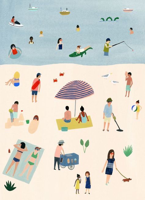 Kate Pugsley, Flow Magazine, Beach Illustration, Soyut Sanat Tabloları, Art Et Illustration, Art And Illustration, Illustrations And Posters, Childrens Illustrations, Book Illustration