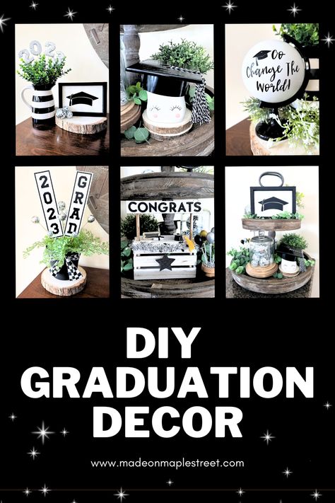 Learn how to create inexpensive graduation decor that can be customized to any color palette! Party guests will never be able to tell that some of the items came from Dollar Tree. Dollar Store Graduation Decorations, Diy Dollar Tree Graduation Decorations, Grad Party Decorations Diy Dollar Stores, Dollar Store Graduation Gifts, Dollar Tree Graduation Party Decoration, Dollar Tree Party Hacks, Dollar Tree Graduation Ideas, Masters Graduation Party Ideas, Diy Graduation Party Decor