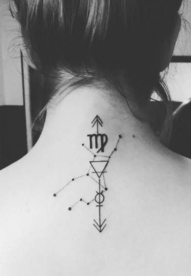 25 Best Zodiac Tattoos, Virgo Symbols And Astrological Meanings For Virgo Zodiac Sign | YourTango Constellation Tattoo Ideas, Virgo Sign Tattoo, Scorpio Constellation Tattoos, Scorpio Zodiac Tattoos, Virgo Tattoo Designs, Virgo Constellation Tattoo, Astrology Tattoo, Horoscope Tattoos, Scorpio Tattoo