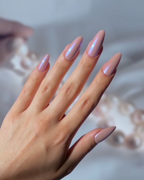 Lavender Freshwater Pearl – Peachy Pale Mauve with Lilac Chrome Nail Among the most romantic of pearl colors, soft pale mauve is adorned with electrifying purple chrome. These are our take on the trending Hailey Bieber chrome nails. Designed by Jas (@jasgotbars) Choose your preferred nail shape and length! Order Details CUSTOM SIZED. 7-15 day lead time (from the time we receive customer sizes). Lead times can vary due to seasonal traffic and shipping delays. New clients will receive a free sizin Pale Color Nails, Lilac Color Nails, Mauve Chrome Nails, Soft Purple Nails, Lavender Chrome Nails, Lilac Chrome Nails, Hailey Bieber Chrome Nails, Hailey Bieber Chrome, 22 Nails