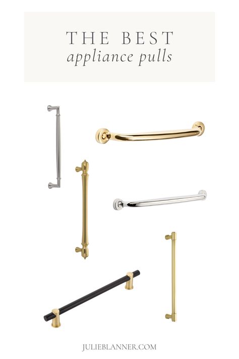 When you're upgrading or renovating a kitchen, there are so many choices to make! If you've decided on panel ready appliances, you might be debating about appliance pulls. Unlacquered Brass Appliance Pull, Paneled Refrigerator Pulls, Brass Fixtures With Stainless Appliances, Gold Appliance Pulls, Diy Gold Appliance Handles, Gold Refrigerator Handles, Refrigerator Pulls Hardware, Brass Appliance Pulls, Panel Ready Appliances