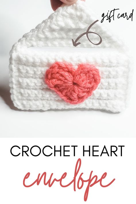 Heart Envelope Crochet, Free Valentine Crochet Patterns, Small Heart Crochet, Little Things To Crochet, Crochet Envelope, Stitch Watch, Valentine's Day Crochet, Valentines Envelopes, Valentine Crochet